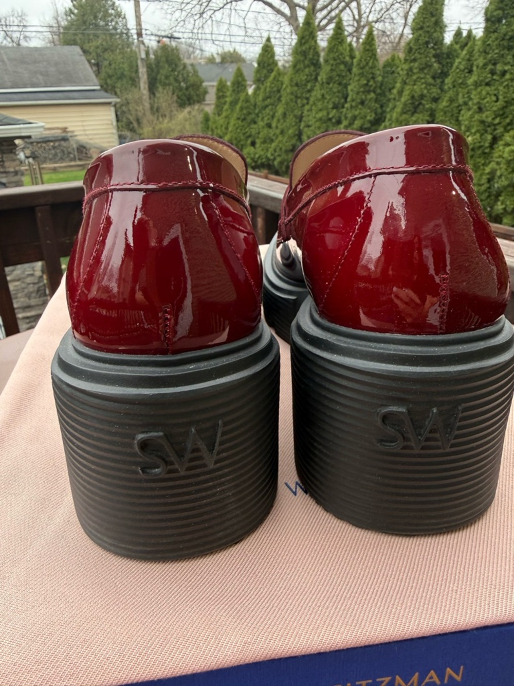 Stuart Weitzman Red Patent Leather Soho Loafers - Picture 3 of 15